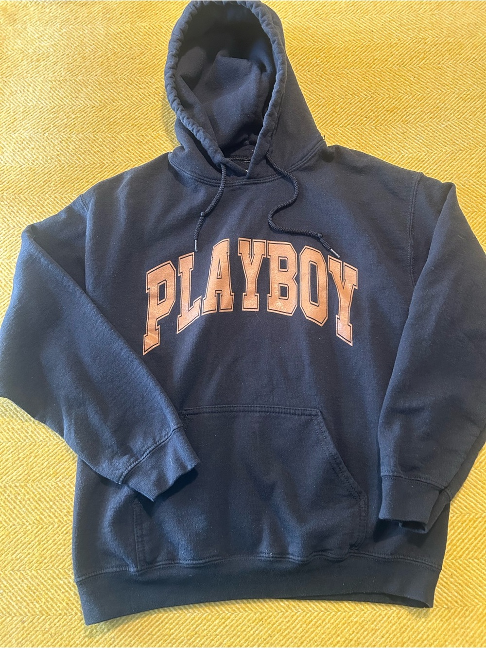 PLAYBOY Black Hoodie with Brown Lettering